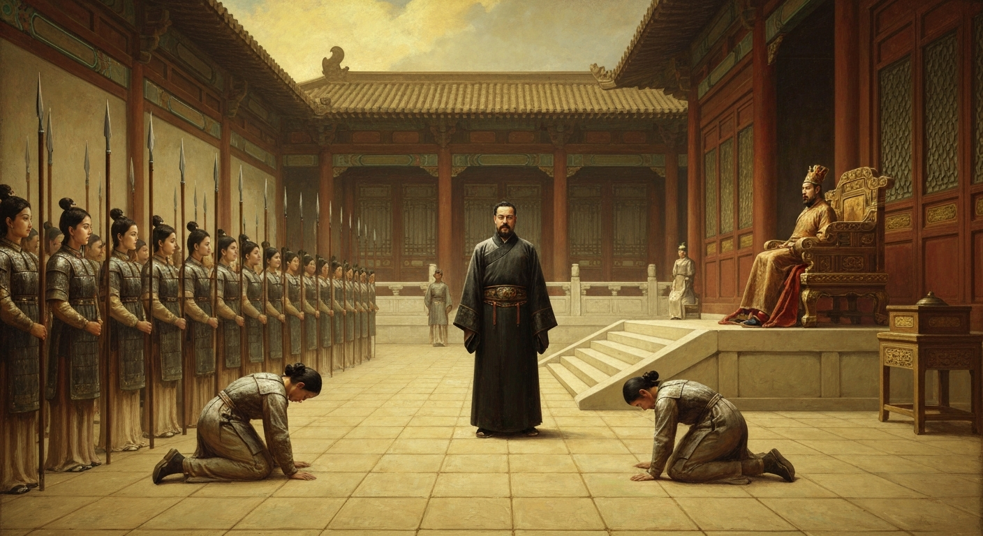 손무는 면접 자리에서 왕의 애첩 둘을 베었다