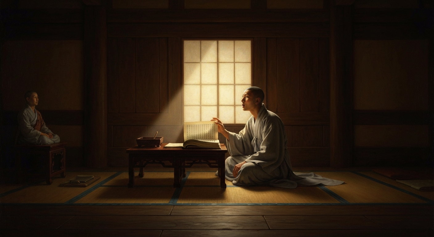 지눌은 25세에 책 한 줄에서 처음 깨달았다