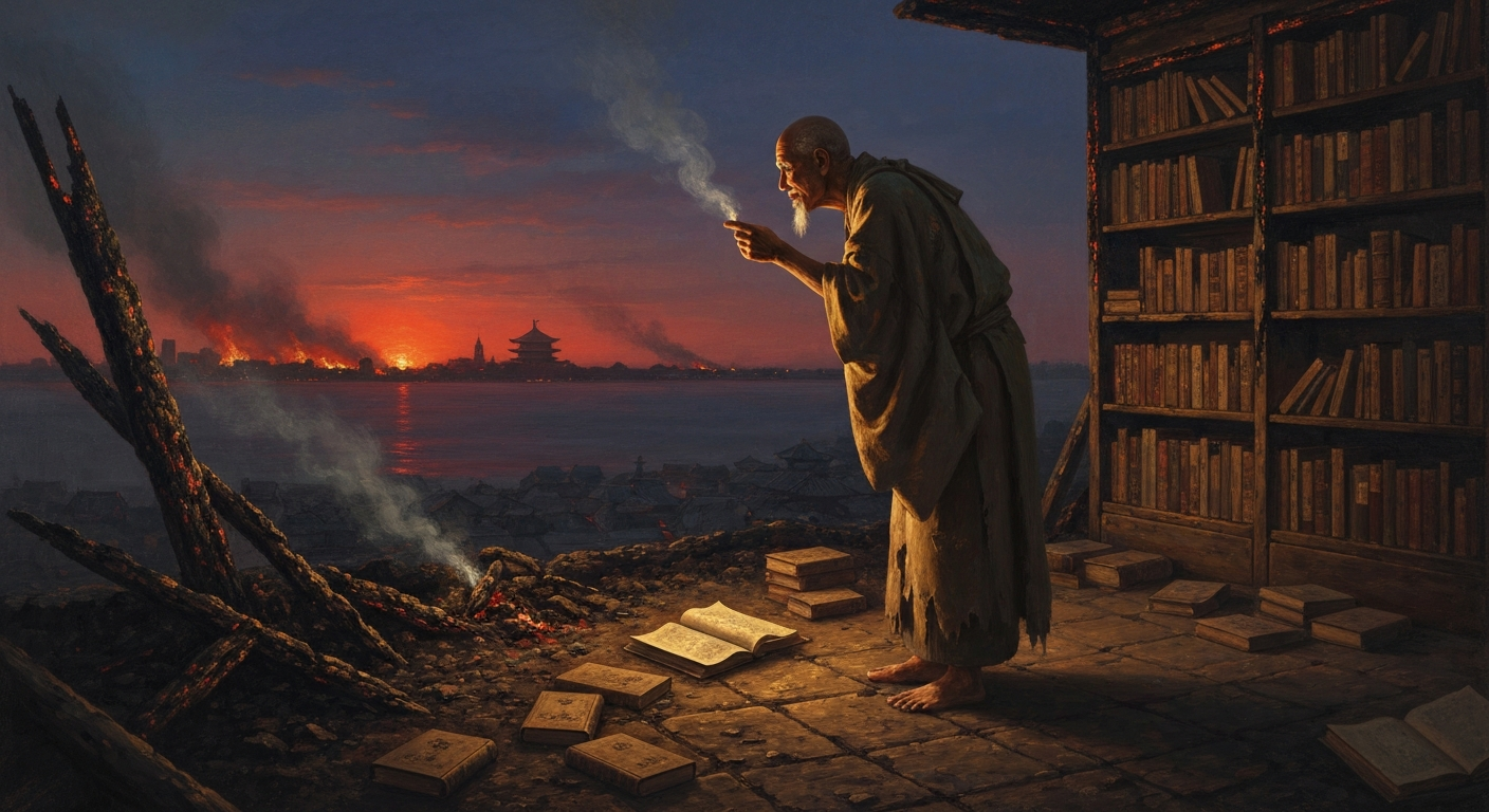 서재가 불타자 그도 따라 죽었다