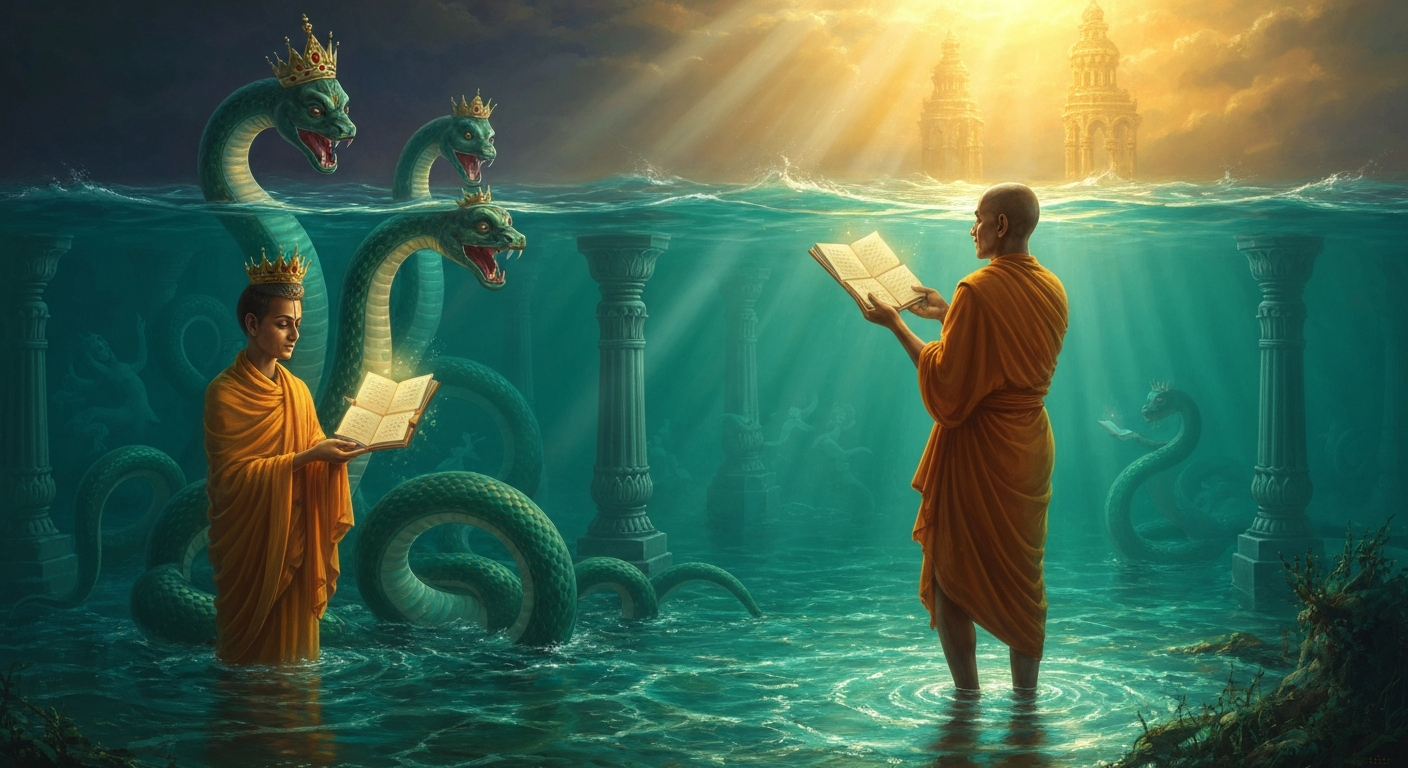 용수라는 이름은 그가 용궁에서 경전을 가져왔다는 전설에서 왔다