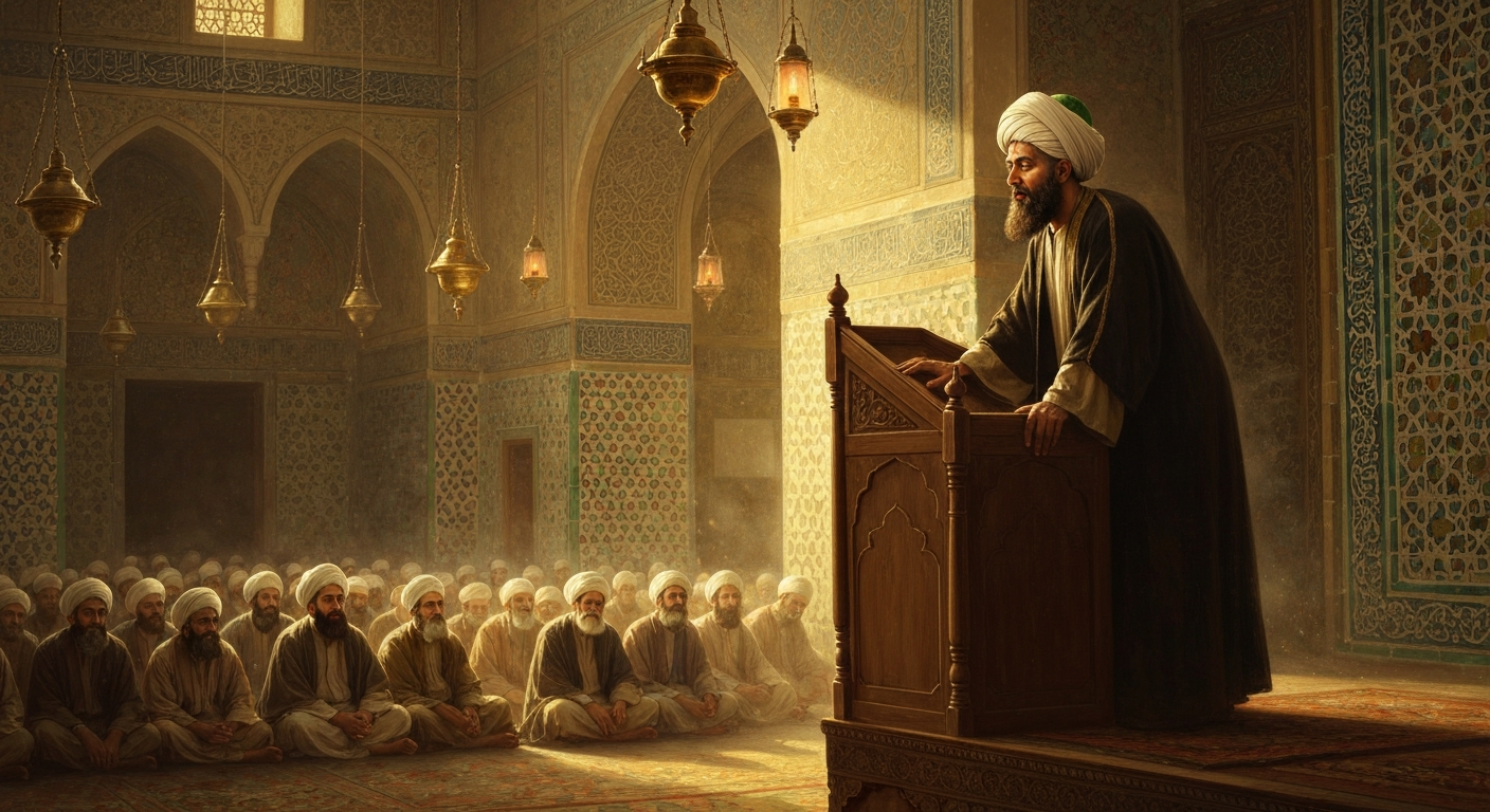 알 가잘리는 강단에서 갑자기 말을 잃었다