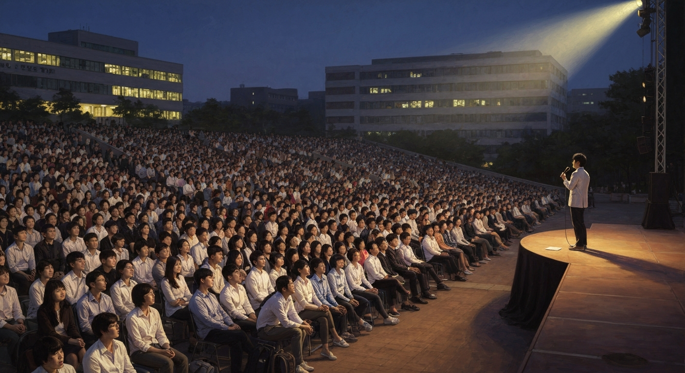 샌델은 한국에서 1만 4천 명을 모은 록스타였다