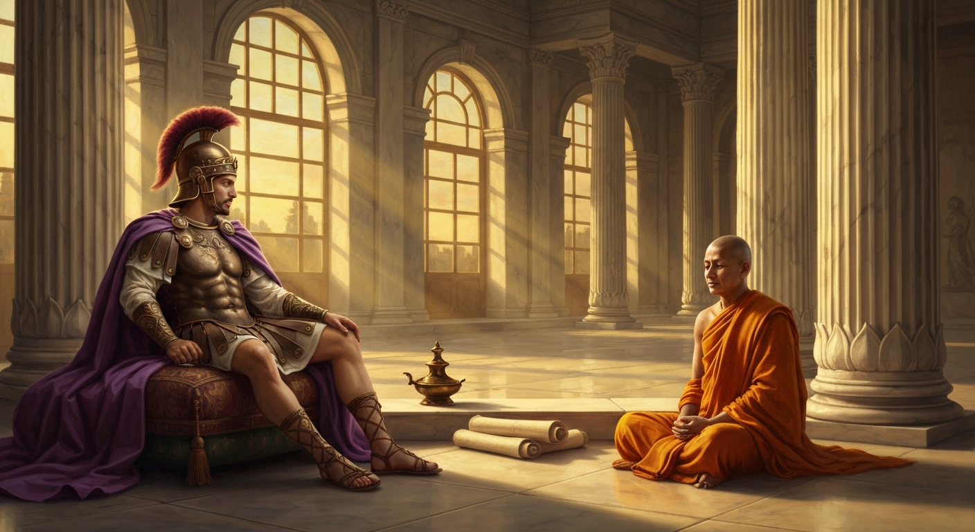 나가세나는 알렉산더 후예 앞에 앉았다