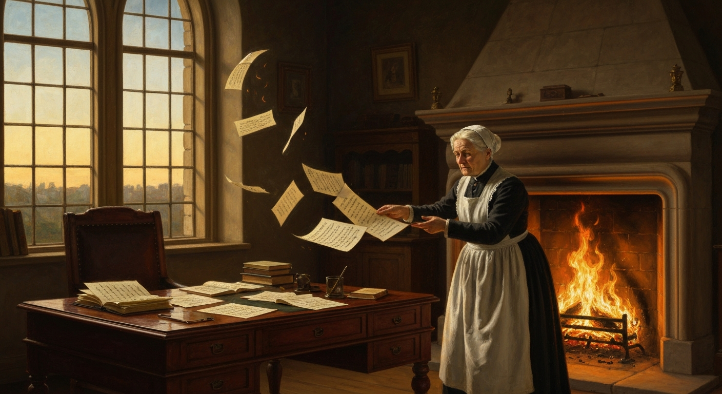 리만이 죽자 가정부가 미발표 원고를 태웠다