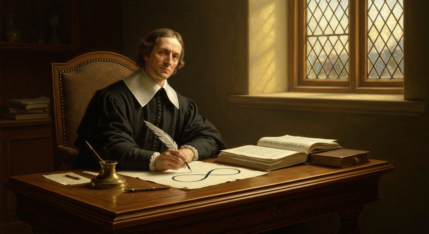 월리스는 1655년 처음 ∞ 기호를 종이에 그렸다