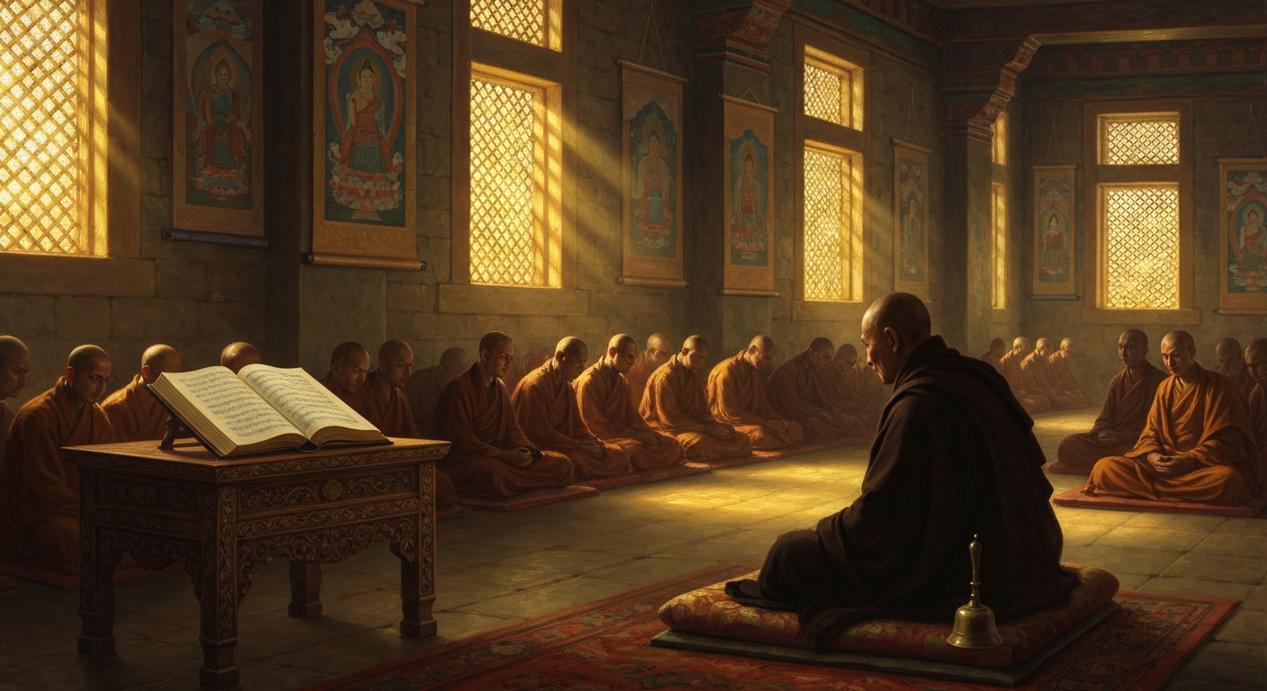 감포파는 학자의 책과 요기의 동굴을 한 자리에 묶었다