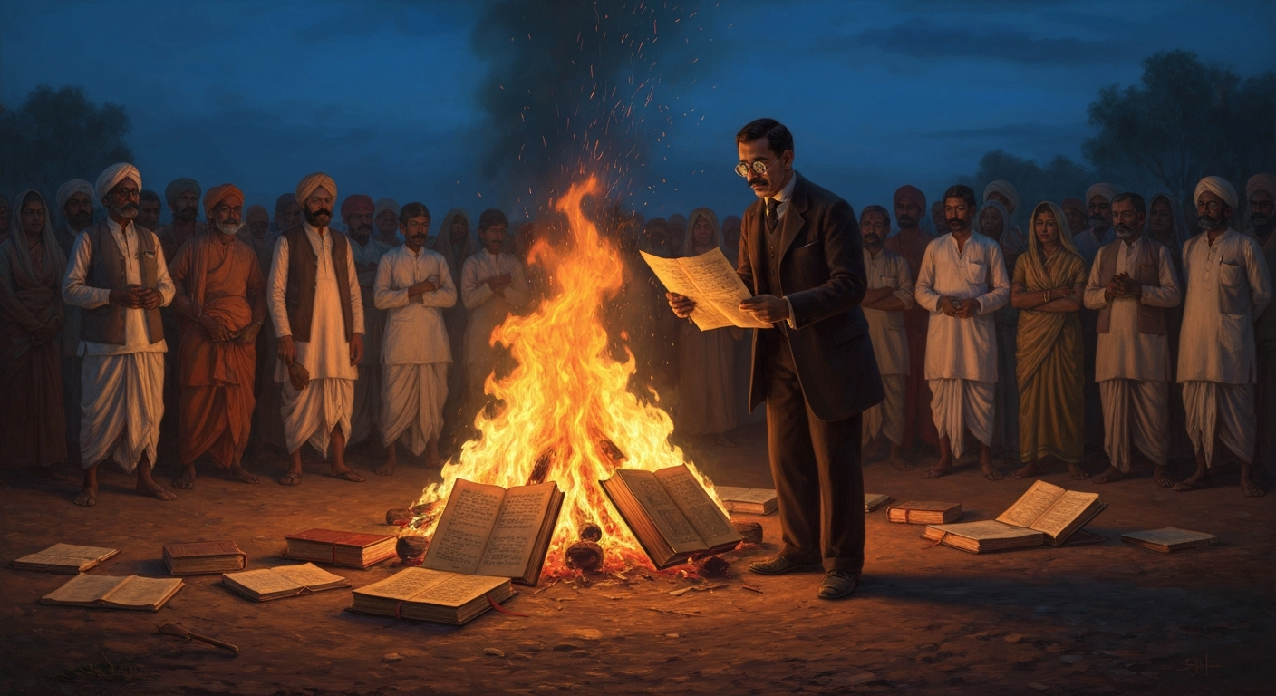 변호사 암베드카르는 마누법전을 공개적으로 불태웠다