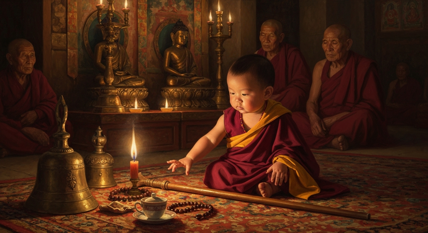 달라이 라마는 두 살에 전임자의 유품을 골라냈다