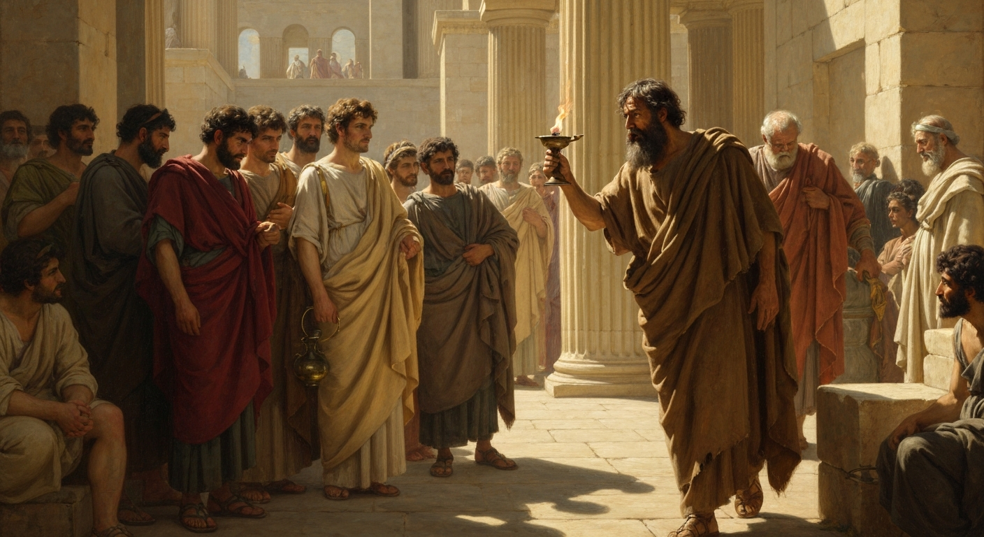 디오게네스는 대낮에 등불을 들고 사람을 찾아다녔다