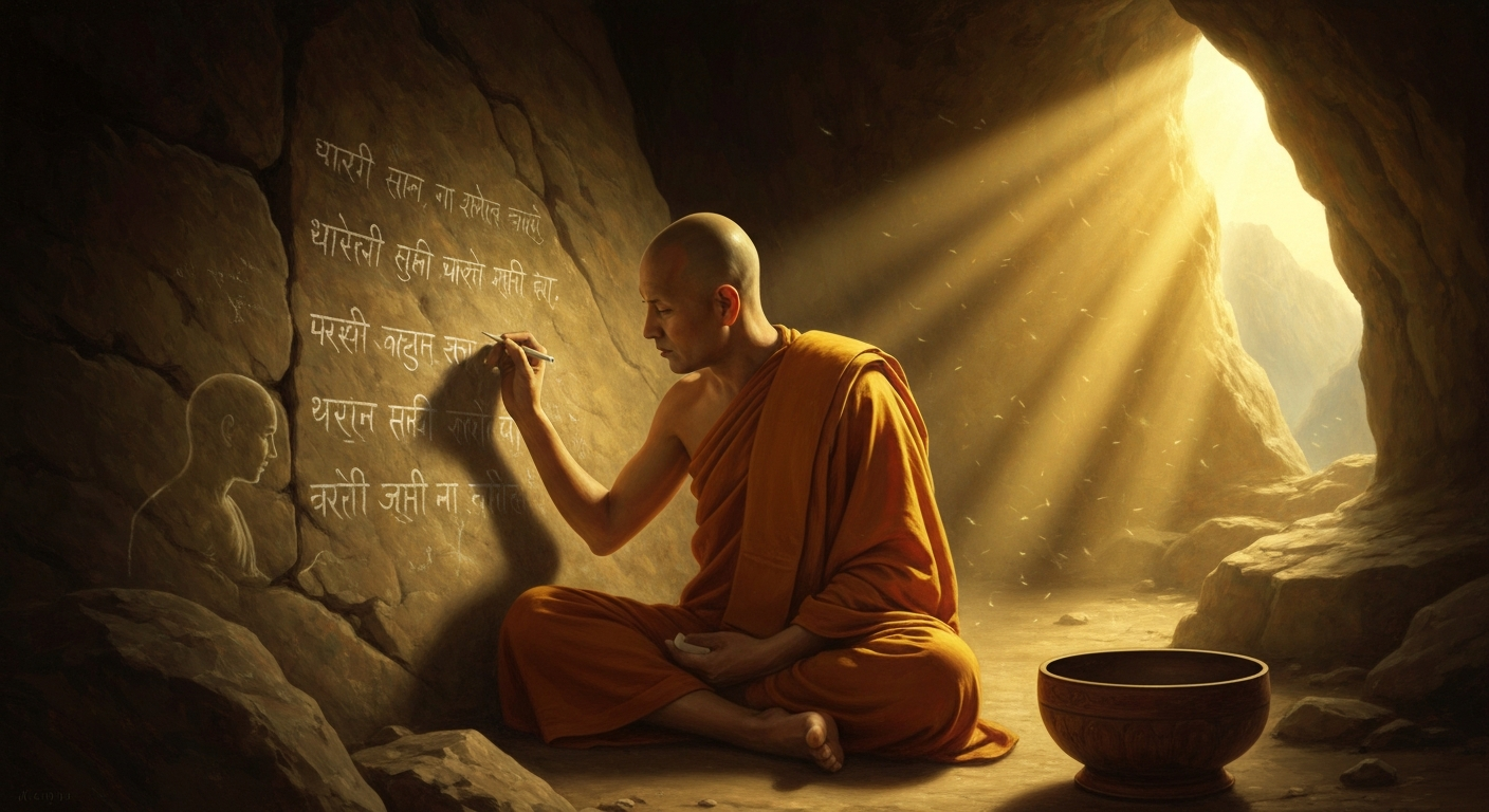 디그나가는 동굴 벽에 같은 책을 세 번 다시 썼다