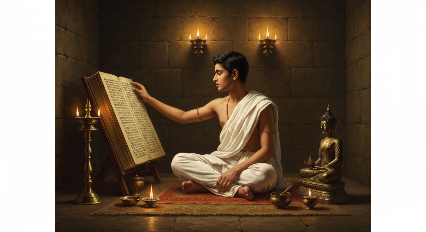 브라만 가문의 청년이 베다의 권위를 부수려 불교로 넘어갔다