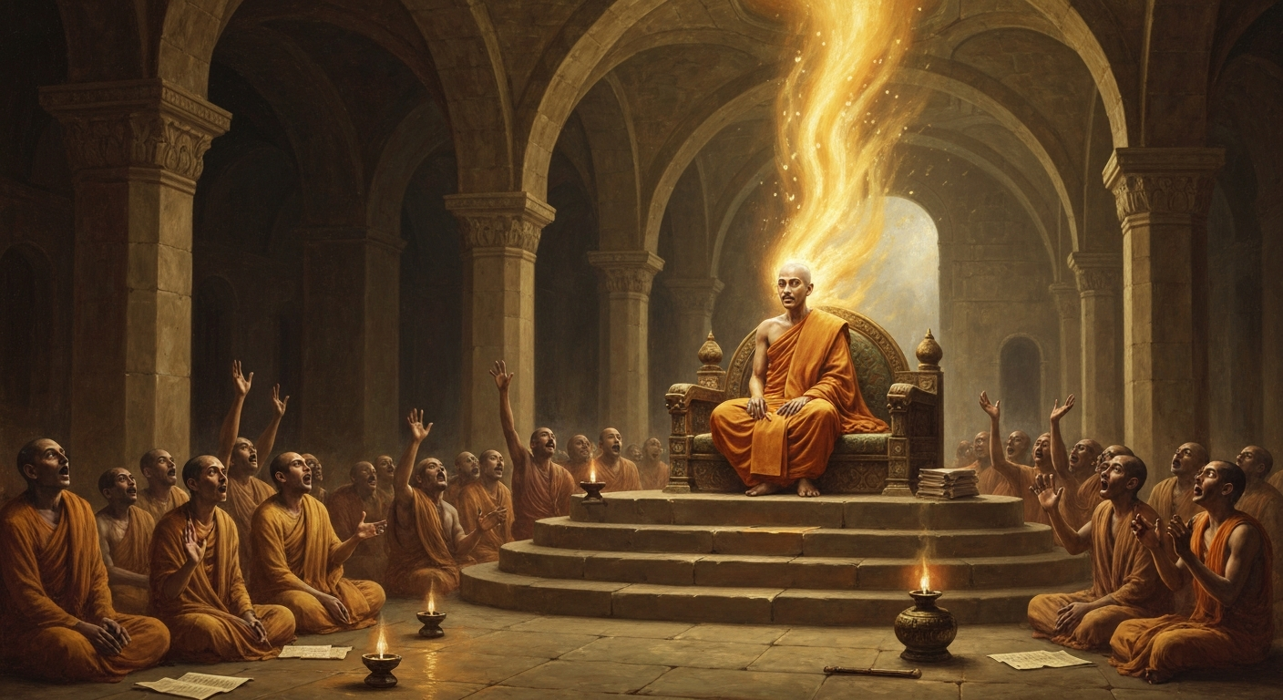 샨티데바는 단 한 번의 강의 도중 하늘로 떠올랐다