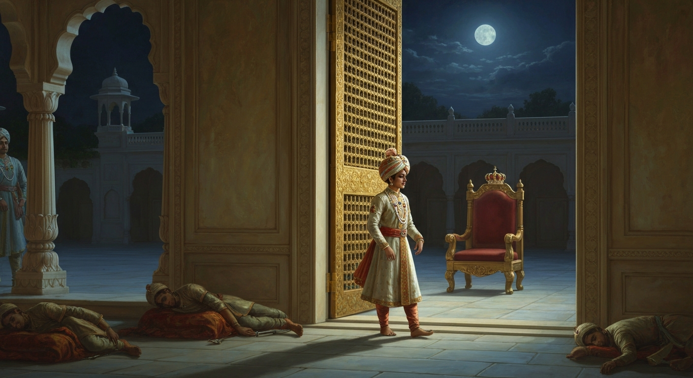 샨티데바는 대관식 전날 밤 왕궁에서 사라졌다