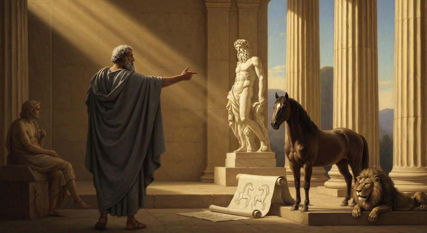 그는 그리스 신이 인간을 닮은 걸 비웃었다