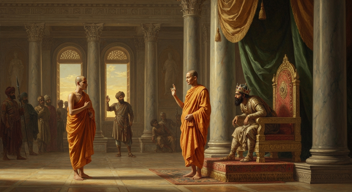 나가세나는 왕의 첫 인사에 자기 이름을 부정했다