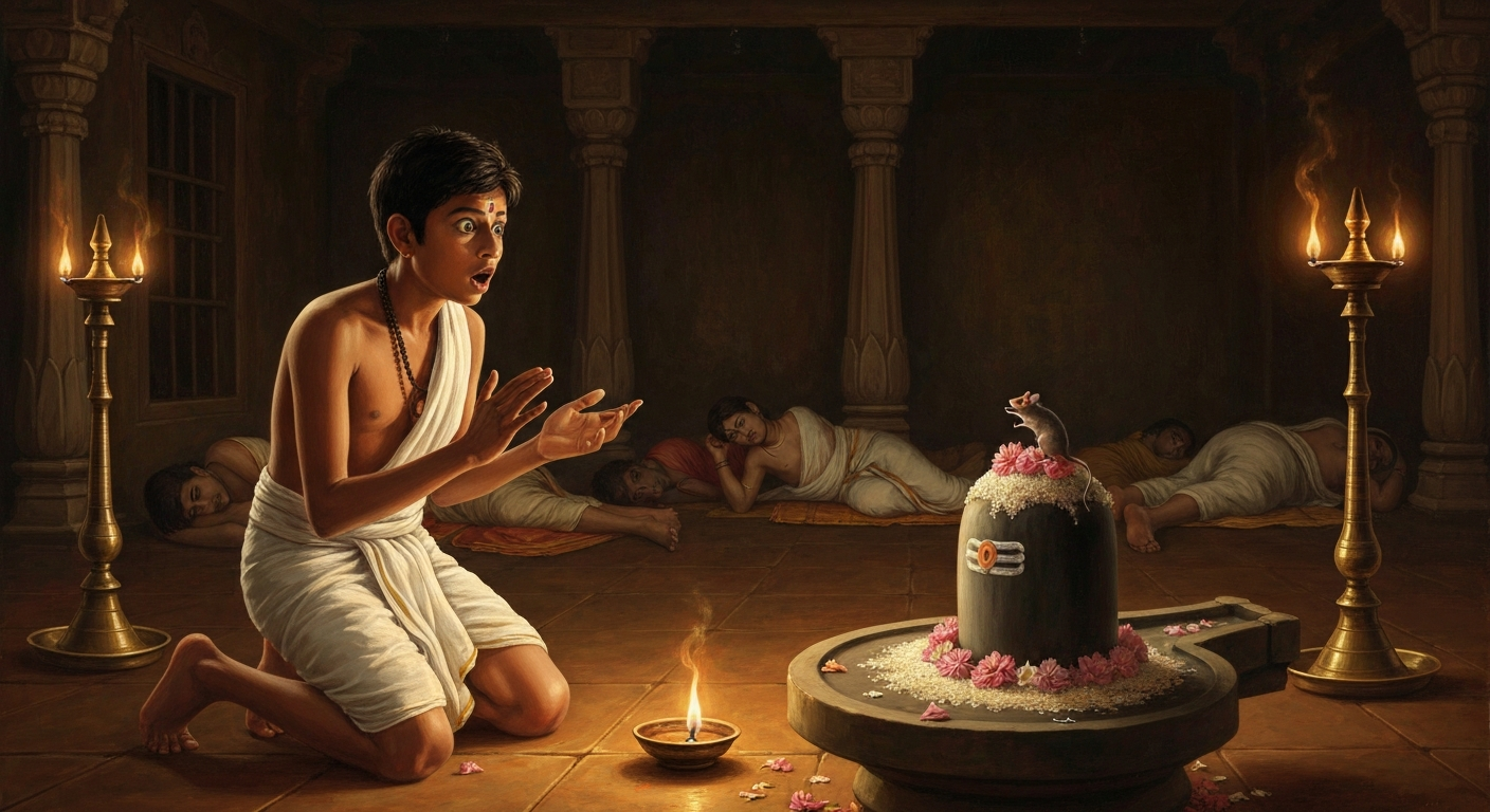 14살 다야난다는 시바 신상 위에서 쥐를 봤다