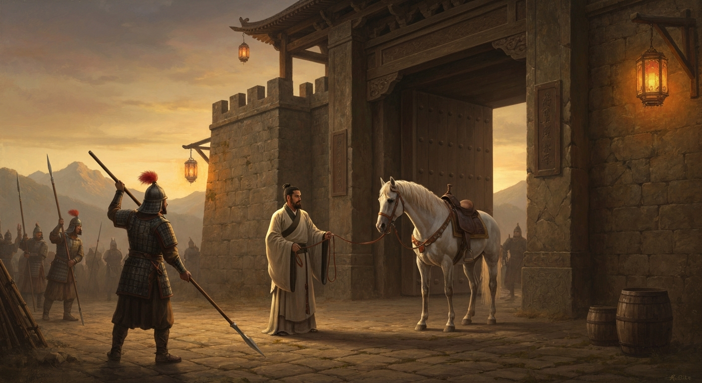 공손룡은 흰 말을 끌고 검문소를 그냥 통과했다