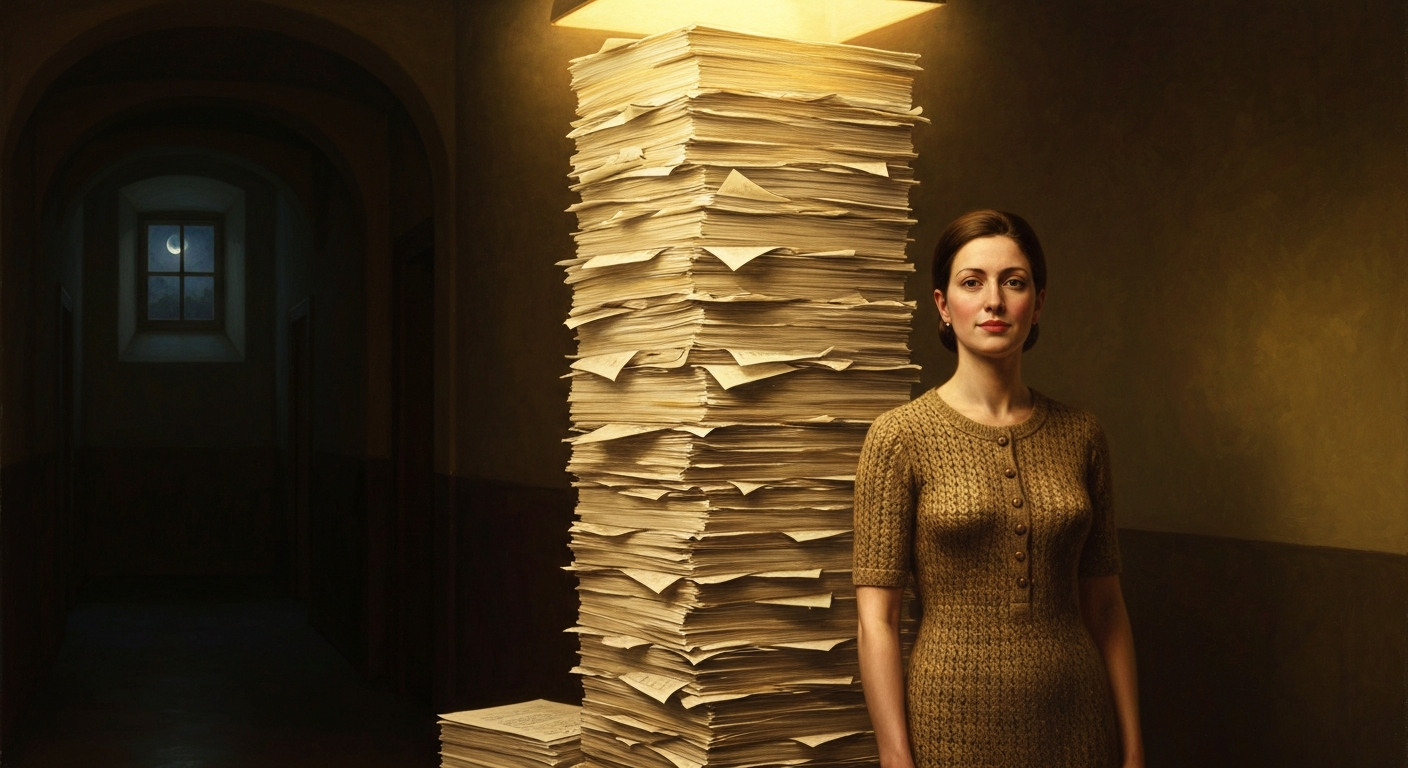 그녀 옆에 쌓인 종이 더미가 인류를 달로 보냈다