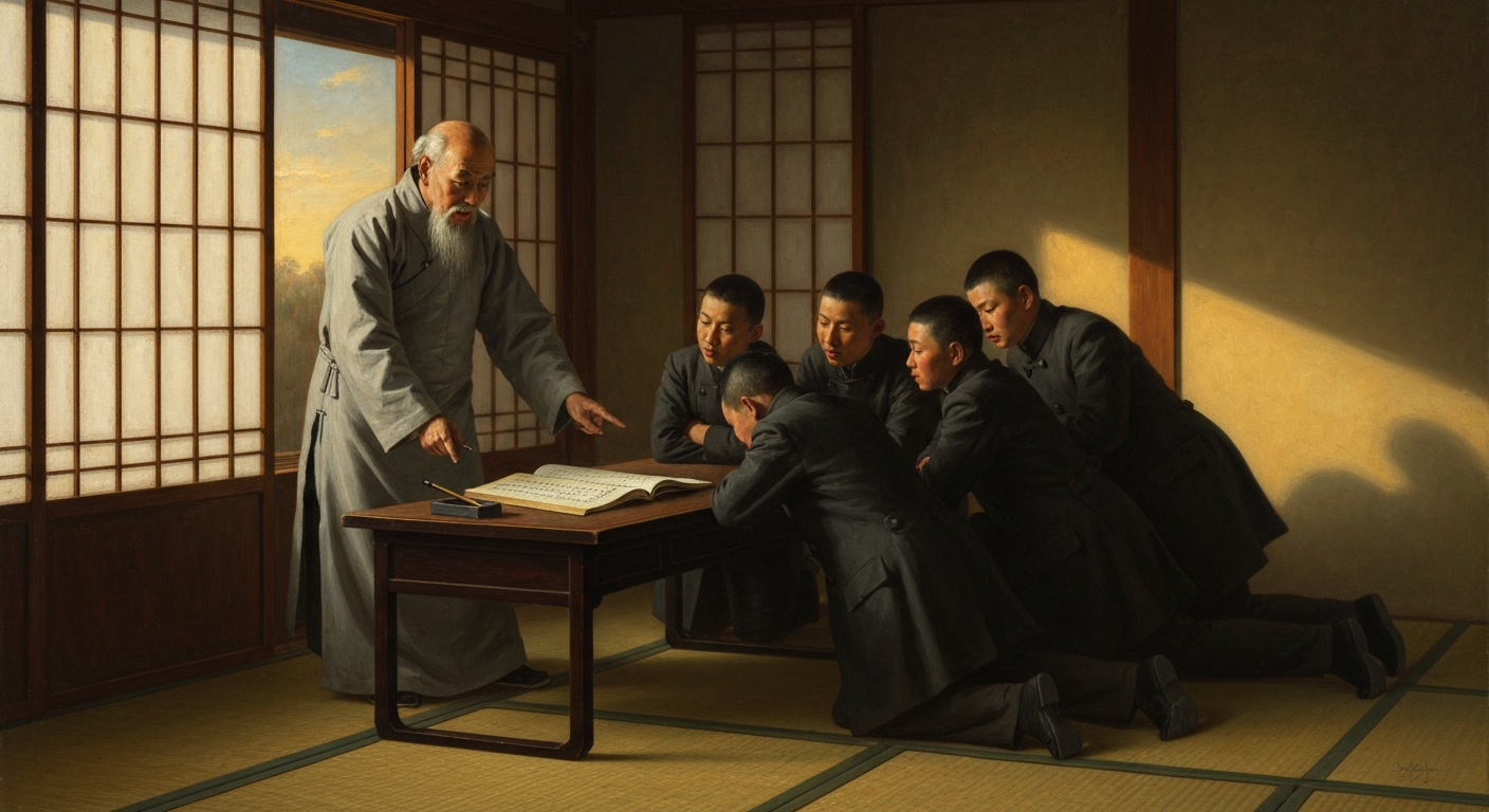 장태염의 도쿄 강의실에 작가 루쉰이 앉아 있었다
